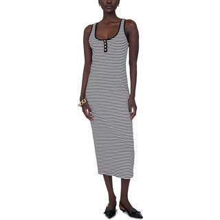 Alessia Tank Midi Dress - Cream And Black Stripe S