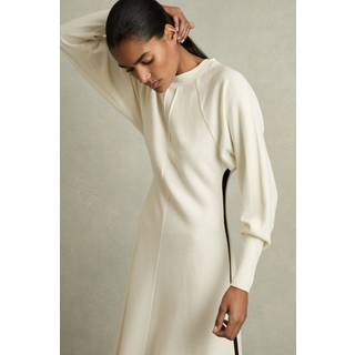 Reiss Reiss Ivory Caprice Petite Wool-Blend Hybrid Knitted Midi Dress