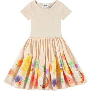 Molo Cissa Short-Sleeved Dress Dancing Fruits 110/116 cm  Beige  110/116 cm  kvinde