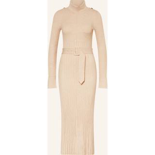 Reiss Reiss Neutral Vinette Ribbed Roll Neck Belted Midi Dress