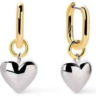 Ana Luisa Puffed Heart Hoop øreringe - Hjerte charme Huggie Hoops - 14k Gold Plettede sølv Rhodium Belrettet og blandet metal - Hypoallergenisk T