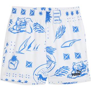 Men&#39;s Puma Palm Resort All-Over Print 5&#34; Woven Shorts, White, Size XL, Men - White - XL
