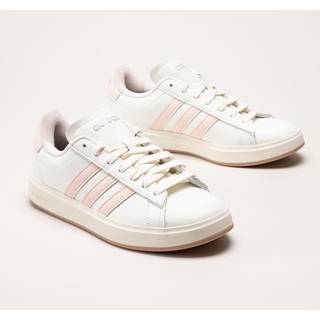 Grand Court 2.0 Shoes - Core White / Wonder Quartz / Linen Green Met. - 35 1/2