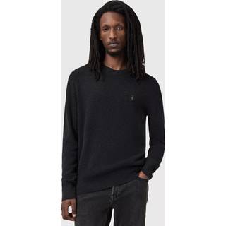 All Saints AllSaints Black Aspen Grey Waffle Texture Crew Neck Jumper