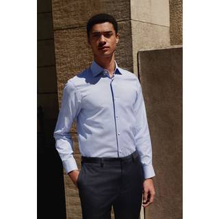 Next Blue Regular Fit Signature 100% Cotton with Textured Smart Shirt