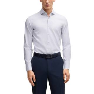 Skjorte med slim fit i strygelet bomuld med striber