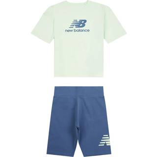 New Balance New Balance Kids Stacked Logo 100% Bomulds T-shirt & Cykelshorts Sæt