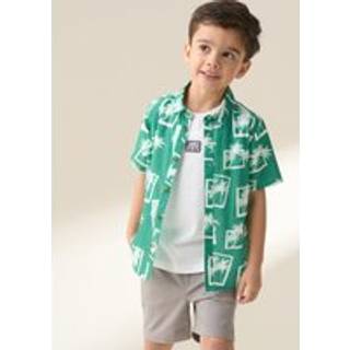 Angel & Rocket Angel & Rocket Green Jamie Palm Print Resort 100% Cotton Shirt