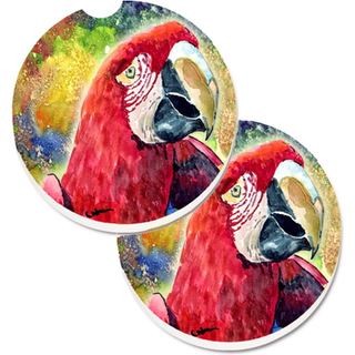 """" Caroline's Treasures Bird - Parrot Set med 2 Cup Holder Car Coasters 8607Carc 2.56 Multicolor """"