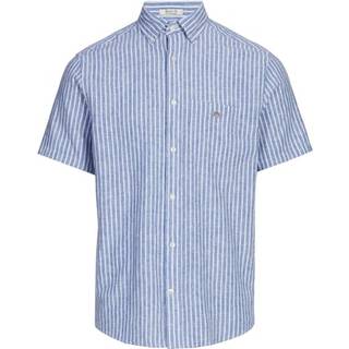 Cotton Linen Stripe Skjorte, Rich Blue, XL