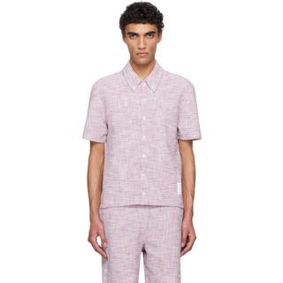 Thom Browne Cotton-blend tweed bowling shirt - pink - XL