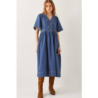 Monsoon Monsoon Blue Lydia Short Sleeve Denim Midi Dress - X-Large