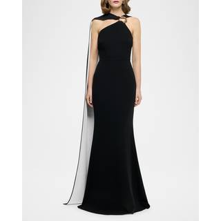 Roland Mouret Asymmetric caped cady gown - black - S