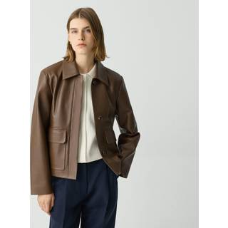 Theory Jacket Leather Boxy S - Brun - S