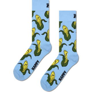 Light Blue Corn Crew Sock - Light Blue, Yellow, Green - 41-46