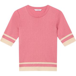 LK Bennett LK Bennett Pink Micha Desert Rose & Ivory Cotton Blend Ribstart Jersey Top With Ivory Trim