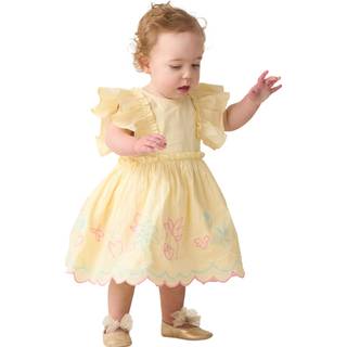 Angel & Rocket Angel & Rocket Yellow Lina Frill Sleeve 100% Cotton Dress With Bloomer