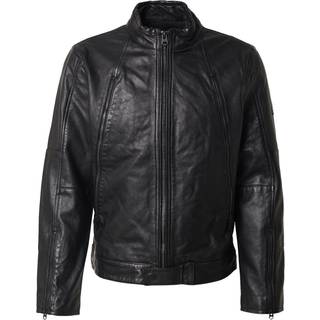 Biker Leather Jacket - Black - Men