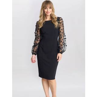 Gina Bacconi Jerry Applikation Blomster Sleeve Sort KjoleEU 36 (UK 8)