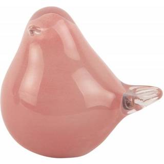 Statue Fat bird 8x12cm glas lyserød