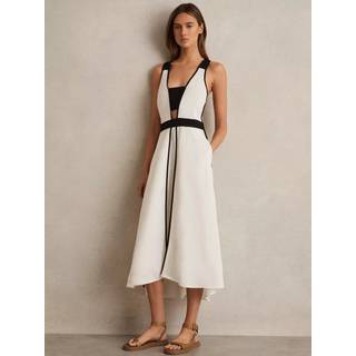 Reiss Valencia Contrast Trim Flared Midi Kjole Med Hør44