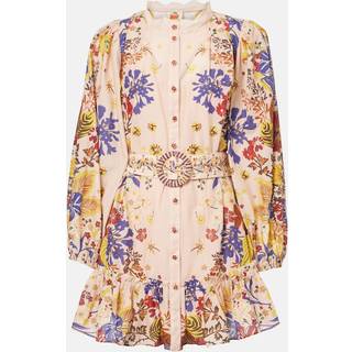 Farm Rio Beauty Bouquet belted cotton minidress - pink - L