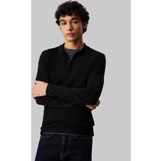 Italian Merino Silk Polostrik, Ck Black, M