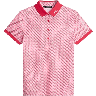 J. LINDEBERG Polo Tour Tech Print, hvid/pink