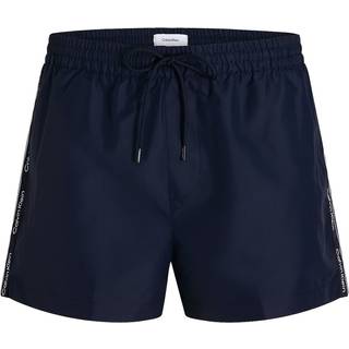 Short Drawstring Swim Shorts - Logo Tape - Blue - L