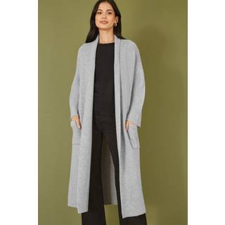 Yumi Yumi Grey Knitted Maxi Cardigan With Pockets