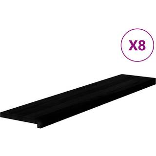 trappemåtter 8 stk. mørkebrun 120x30x2 cm massivt egetræ
