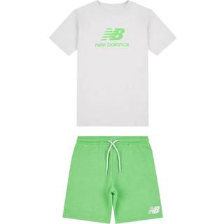 New Balance New Balance Green Stacked Logo T-Shirt and Shorts Set