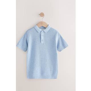 Next Blue 100% Cotton Textured Short Sleeve Knitted Polo Shirt (3-16yrs) (3-16yrs)