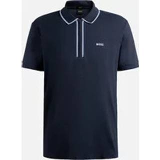 Poloshirt i bomuld med stræk og kontrastfulde striber
