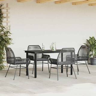 5 dele spisebordssæt til haven m. hynder polyrattan glas sort