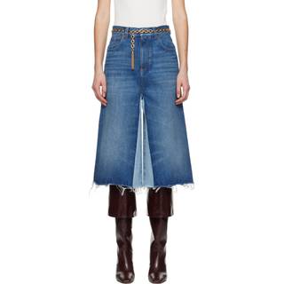ChloÃ© Patchwork high-rise denim culottes - blue - M