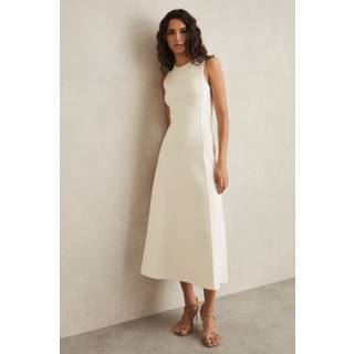 Reiss Reiss Ivory Nilo Seam Detail Knitted Midi Dress