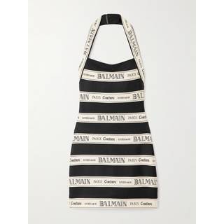 Balmain Striped halterneck jacquard minidress - beige - M