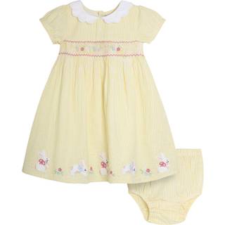 Jojo Maman Bébé Jojo Maman Bébé Seersucker Appliqué Smocked Kjole