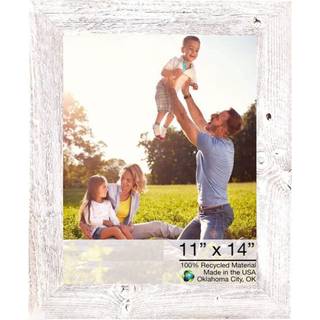 11x14 rustik vit tvättad bildram med plexiglashållare