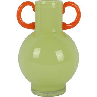 Vase Fiesta Ø15cm glas grøn med orange håndtag