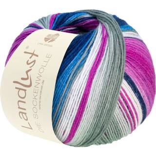 Lana Grossa Landlust Die Sockenwolle 118 Lysegrå/Ecru/Fuchsia/Blå/Jeans/Midnatsblå/Sartrosa/Lilla Indhold: 80% ren, ny merinould, 20% polyamid Vægt/længde: 100 g = ca. 420 meter Anbefalede pinde: 2.50-3.00 mm Strikkefasthed: 10 x 10 cm = 28 m x 40 p Vask: Finvask 40℃ / Kan tørretumbles.
