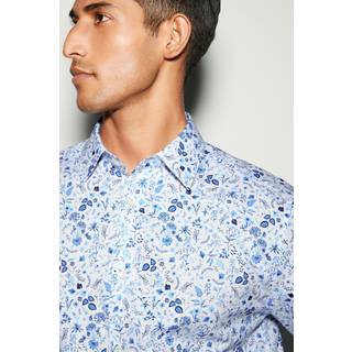 Next White/Blue Floral Print Regular Fit Long Sleeve Shirt
