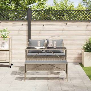 spisebordssæt til haven 3 dele med hynder polyrattan beige