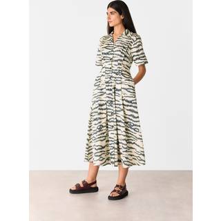 Whistles Whistles White Feathered Tiger Midi Dress