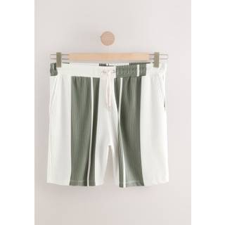 Next Green/White Co-ord Textured Stripe Jersey Shorts - Small
