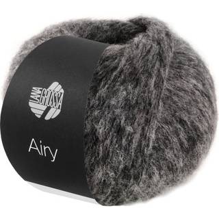 Lana Grossa Airy 11 Antracit Indhold: 42% baby alpaca, 40% bomuld, 18% ren, ny merinould Vægt/Længde: 50 g = ca. 170 meter Anbefalede pinde: 5-5.5 mm Strikkefasthed: 10 x 10 cm = 15 m x 22 p Vask:Håndvask / Tørres fladt.