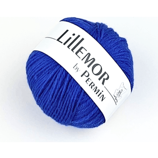 Permin Lillemor 17 Electric blue Indhold: 100% økologisk håndfarvet merinould Vægt/længde: 25 g = ca. 100 meter Anbefalede pinde: 3-4 mm Strikkefasthed: 10 x 10 cm = 24-26 m x 34-36 p Vask: Finvask 40ºC.