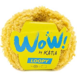Katia Wow Loopy 157 Sennep Indhold:100% polyester Vægt/længde: 150 g = ca. 60 meter Anbefalede pinde: 9-10 mm Strikkefasthed: 10 x 10 cm = 8 m x 10 p Vask: Finvask 30℃ / Tåler ikke tørretumbling.