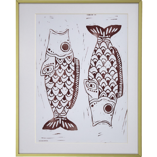 House Doctor Hdfish Maleri 40x50 Cm Bourgogne - Malerier Aluminium Burgundy - 208582068